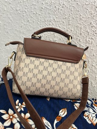 Bolso de mano mujer beige y marrón
