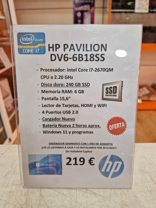 Portátil HP Pavilion DV6-6B18SS