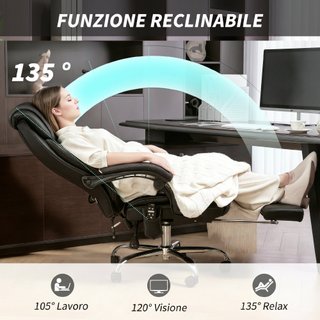 Sedia Ufficio Massaggiante Riscaldata Reclinabile