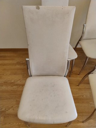 Juego de 6 sillas retro plateadas y blancas