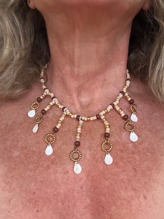 Collar bohemio tribal estilo Choker de Madera