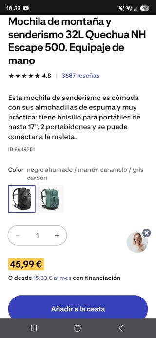 Mochila Quechua 32L Negra