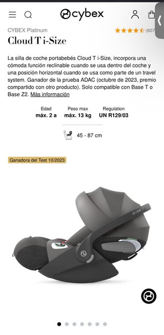 Silla de coche Cybex para bebé