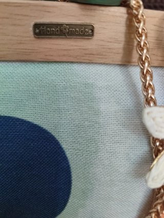 Bolso boquilla madera y tela estampado