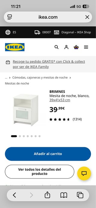 2 Mesitas de noche BRIMNES IKEA blanca