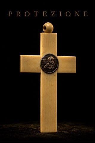 Antica croce capo culla ivorina argento anni 20