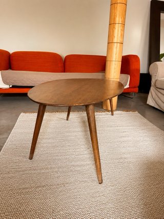Mesa centro madera ovalada estilo nórdico