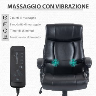 Poltrona da Ufficio Massaggiante Riscaldata Nera