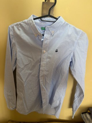 Camisa Benetton Rayas Azul y Blanco