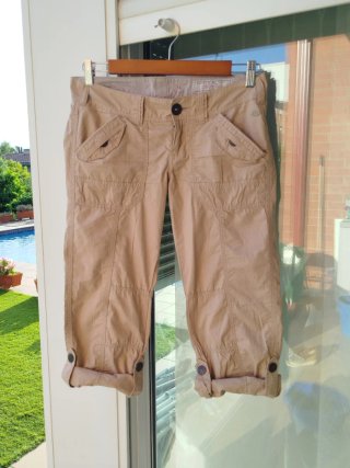 Pantalón cargo algodón fino beige T.34