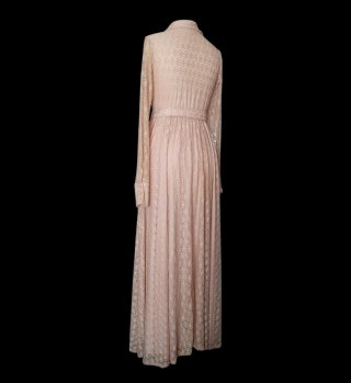 Vestido largo vintage rosa encaje M
