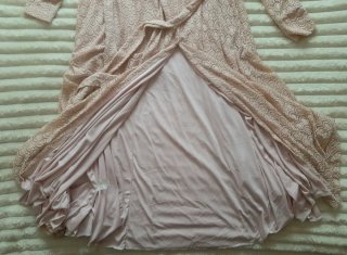Vestido largo vintage rosa encaje M