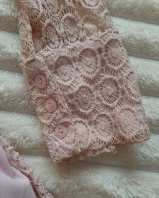 Vestido largo vintage rosa encaje M