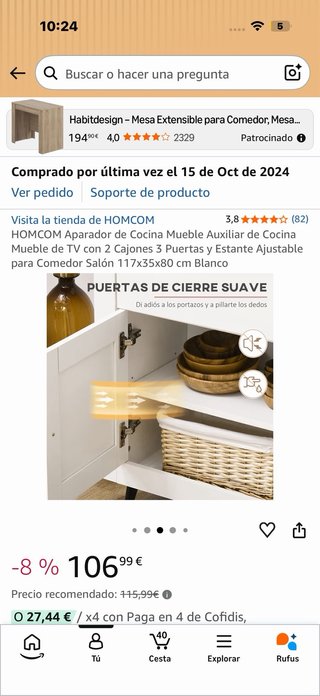 Aparador Cocina Blanco y Madera
