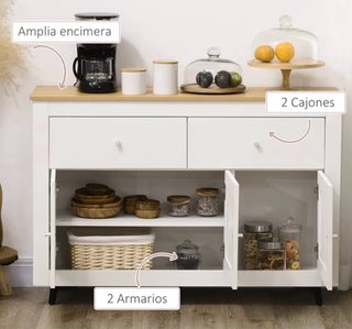 Aparador Cocina Blanco y Madera