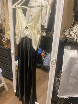 Vestido elegante beige y negro talla XL