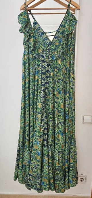 Vestido largo estampado verde