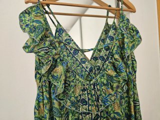 Vestido largo estampado verde