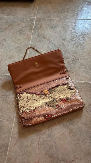 Bolso Sfera lentejuelas dorado y rojo