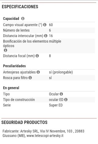 Ocular Artesky Super ED 8mm