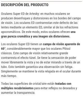 Ocular Artesky Super ED 8mm