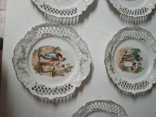 5 Platos Antiguos Porcelana Dorados
