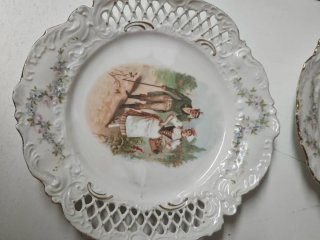 5 Platos Antiguos Porcelana Dorados