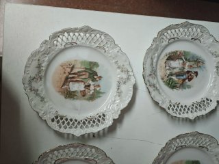 5 Platos Antiguos Porcelana Dorados