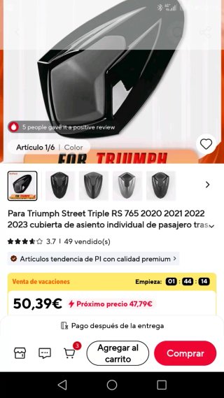 Colin mono plaza Triumph Street Triple 765