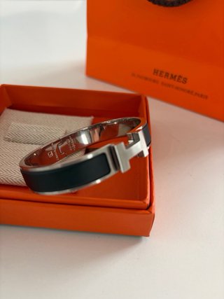 Pulsera Hermes Clic HH Plata Negra