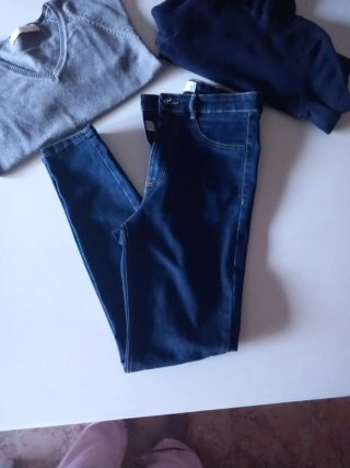 Pantalón vaquero azul Zara Talla M