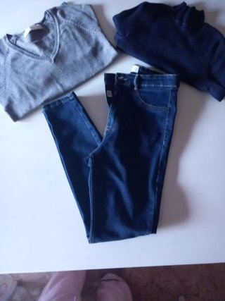 Pantalón vaquero azul Zara Talla M