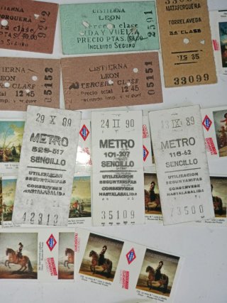 Lote antiguos tickets tren y metro