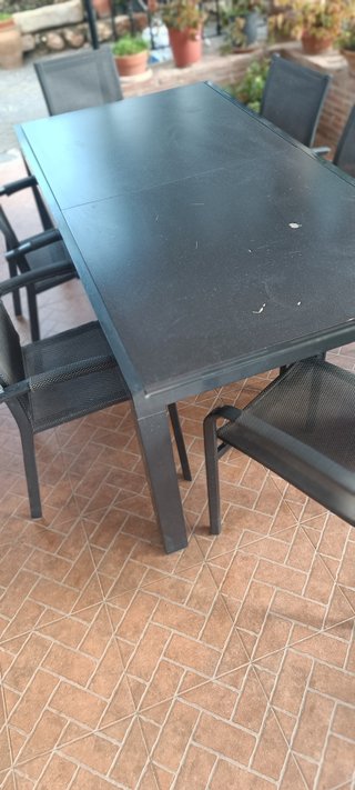 Mesa extensible aluminio + 12 sillas jardín