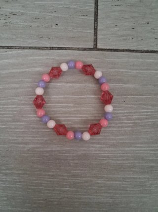 Pulsera de abalorios rosa y morada