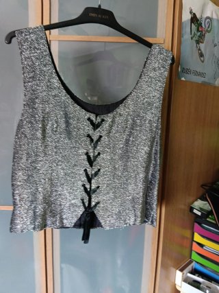 Chaleco fiesta plateado con cordones