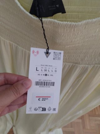 Falda larga Zara Talla Amarilla crema