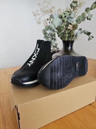 Botas DKNY Piel Textil Cremallera Negra