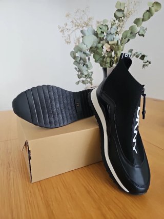 Botas DKNY Piel Textil Cremallera Negra