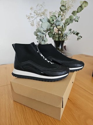 Botas DKNY Piel Textil Cremallera Negra