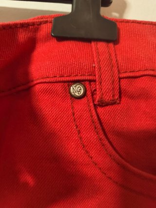 Falda vaquera roja talla 48