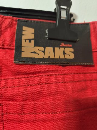Falda vaquera roja talla 48