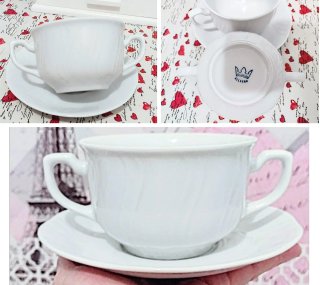 JUEGO VINTAGE PORCELANA  ALLEGRO 6 SER + SOPERA