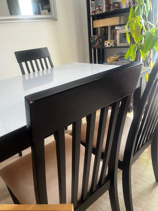 Mesa y 4 sillas comedor color wenge