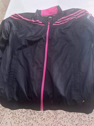 Sudadera Adidas cremallera negra y rosa