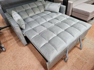 Sofá Cama de 2 Plazas Gris Terciopelo