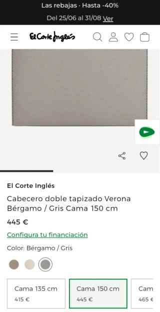 Cabecero de cama El Corte Inglés gris