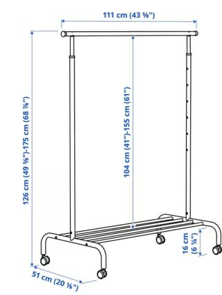 Porta abiti Ikea bianco con ruote