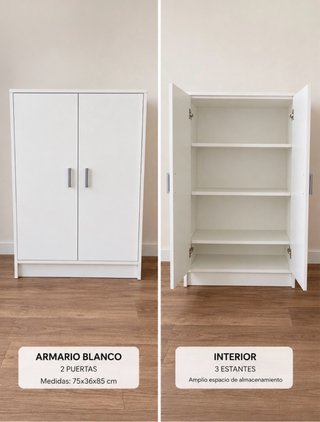 Armadio bianco a 2 ante 75x36x85 cm