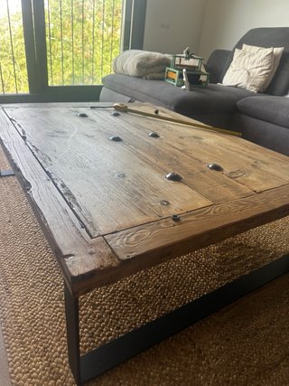Mesa de centro rústica madera y metal